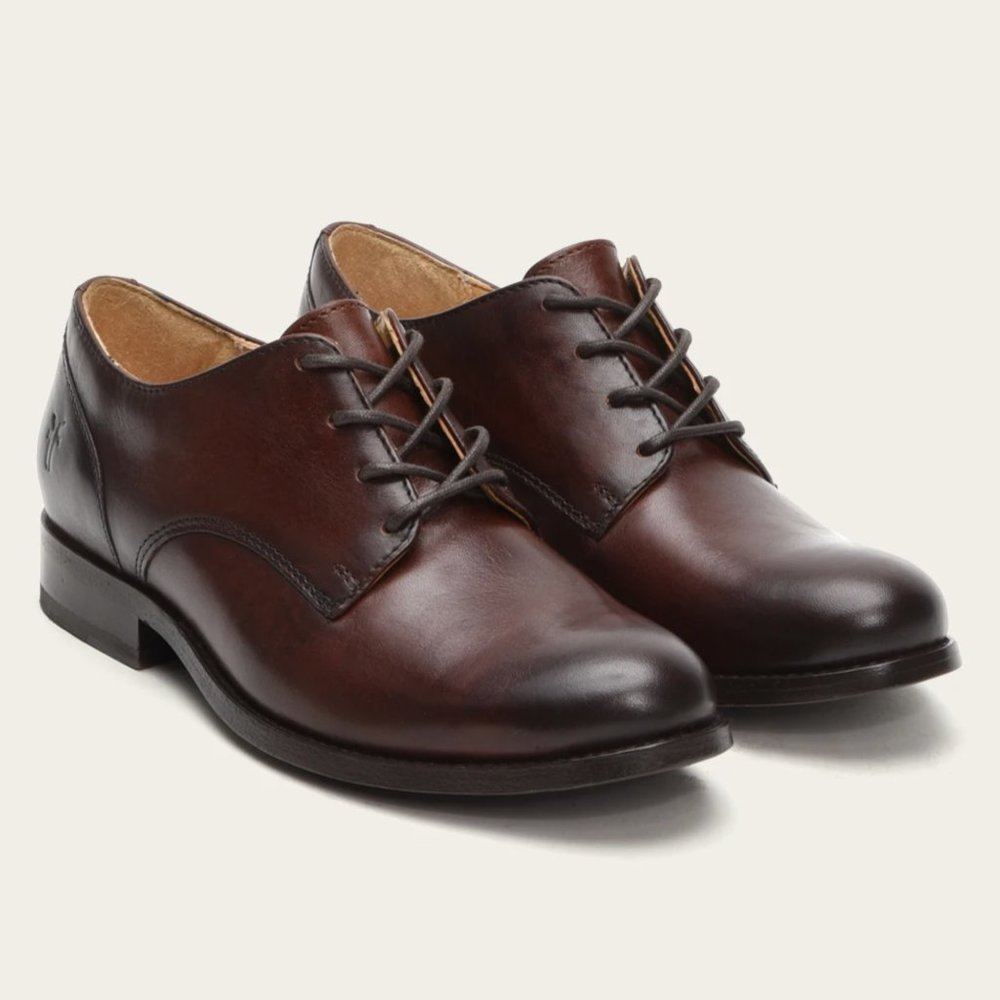 FRYE Melissa Oxford Leather Shoes, Redwood Brown